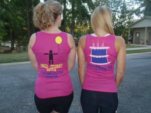 In 2011, the race fell on my birthday so Autumn made these shirts for us. 